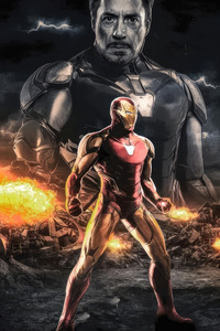 Iron Man Epic Encounter (320x568) Resolution Wallpaper