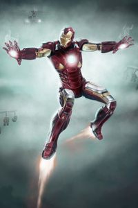 Iron Man Fighting (2160x3840) Resolution Wallpaper