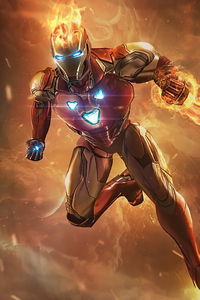 Iron Man Fire (1280x2120) Resolution Wallpaper