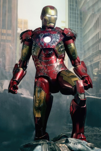 Iron Man In New York (1440x2560) Resolution Wallpaper