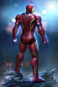 Iron Man In Rain (1080x2160) Resolution Wallpaper