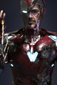 Iron Man Infinity Gauntlet 4k Art (640x960) Resolution Wallpaper