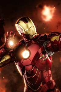 Iron Man Laser Firing Up (240x400) Resolution Wallpaper