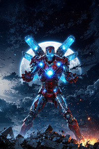 Iron Man Moonlight Strike (1440x2560) Resolution Wallpaper