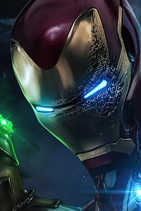 Iron Man Thanos Infinity Gauntlet (320x568) Resolution Wallpaper