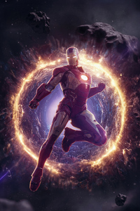 Iron Man Through The Wormhole (1440x2960) Resolution Wallpaper
