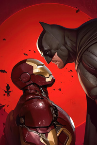 Iron Man Vs Batman Ultimate Showdown (480x854) Resolution Wallpaper