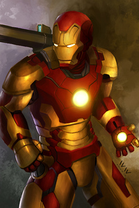 Iron Man With Weapon (720x1280) Resolution Wallpaper