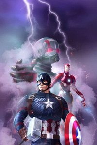 Iron Man X Cap X Ant Man (240x320) Resolution Wallpaper