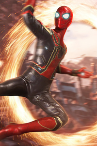 Iron Spider Coming Out Of Loop 5k (640x960) Resolution Wallpaper
