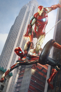 Iron Spider Vs Ironman (320x480) Resolution Wallpaper