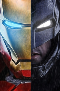 Ironman Vs Batman Mask (320x568) Resolution Wallpaper