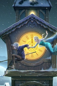 Jack Frost And Elsa (800x1280) Resolution Wallpaper