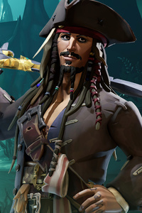 Jack Sparrow In Sea Of Thieves (480x854) Resolution Wallpaper