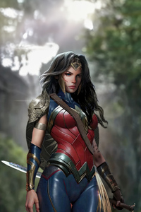Jaimie Alexander Concept Art As Wonder Woman (320x480) Resolution Wallpaper