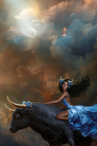 Jasmine Maiden On Mighty Bull (1080x2160) Resolution Wallpaper