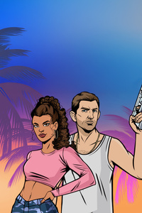 Jason And Lucia Caminos Gta 6 Game (720x1280) Resolution Wallpaper