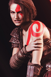 Jill Resident Evil X Kratos 4k (1280x2120) Resolution Wallpaper