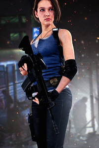 Jill Valentine Resident Evil 3 4k Artwork (320x568) Resolution Wallpaper