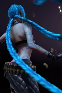 640x960 Jinx League Of Legends Blue Hair