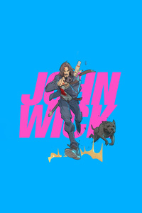 John Wick With Dog Masterpiece (1080x2280) Resolution Wallpaper