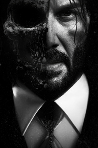 John Wick X Skull 5k (320x480) Resolution Wallpaper