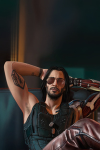 Johnny Silverhand Relaxing (240x400) Resolution Wallpaper