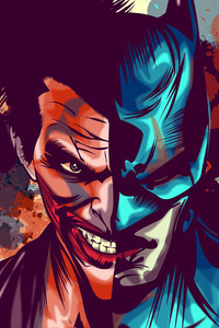 Joker And Batman Faces Artwork