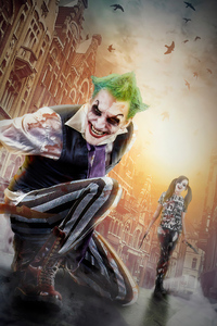 Joker And Harley Cosplay Digital Art 4k
