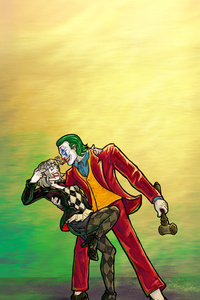 Joker And Harley Quinn Fearless Dancing (1280x2120) Resolution Wallpaper