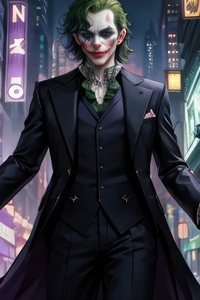 Joker Walking In Gotham City (240x400) Resolution Wallpaper