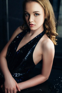 Julia Tavrina Model In Black Dress