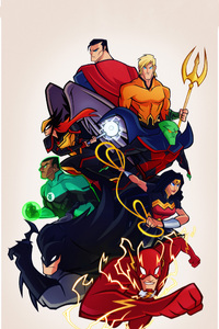 Justice League Cartoon Comic Artwork 4k (320x480) Resolution Wallpaper