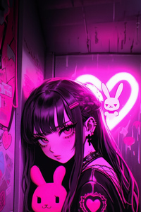 Kawaii Neon Anime Girl (240x400) Resolution Wallpaper