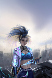 Kda Akali Biker (1280x2120) Resolution Wallpaper