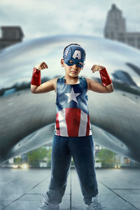 Kid Captain America (2160x3840) Resolution Wallpaper