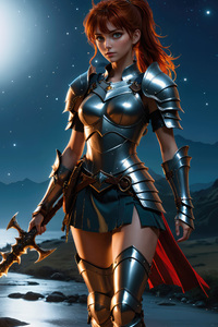 Knight Girl In The Night (320x568) Resolution Wallpaper