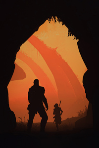 Kratos And Atreus God Of War Minimal 5k (240x400) Resolution Wallpaper