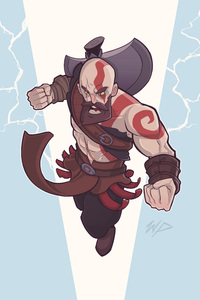 Kratos God Of War Digital Art 4k