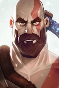 1440x2960 Kratos God Of War Illustration
