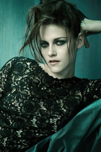 Kristen Stewart Black Dress Photoshoot (240x400) Resolution Wallpaper