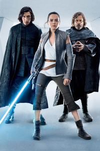1280x2120 Kylo Ren Rey Luke Skywalker In Star Wars The Last Jedi