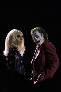 Lady Gaga And Joaquin Phoenix (480x854) Resolution Wallpaper