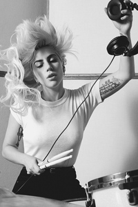 Lady Gaga Monochrome 5k (1440x2560) Resolution Wallpaper