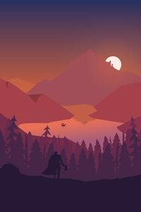 Lake Forest Mountains Illustration 4k