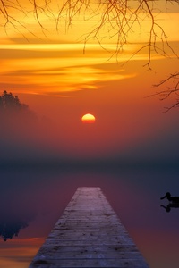 Lake Sunset Reflection 5k (320x480) Resolution Wallpaper