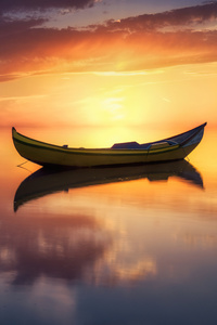 640x960 Lake Sunset Reflection Boat