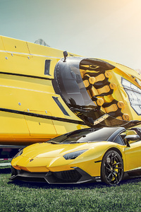 Lamborghini And Boat (640x1136) Resolution Wallpaper