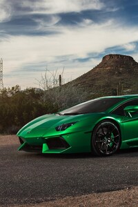 Lamborghini Aventador Green 4k (1080x2280) Resolution Wallpaper