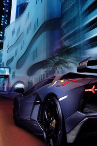 Lamborghini Aventador Rear Night